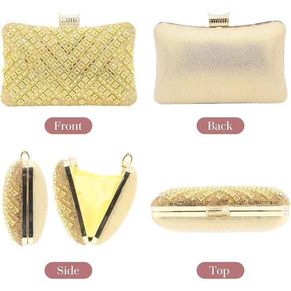 Sparkly Rhinestone Clutch for Women, Crystal Evening Bag for Wedding & Prom - Picture 6 of 7
